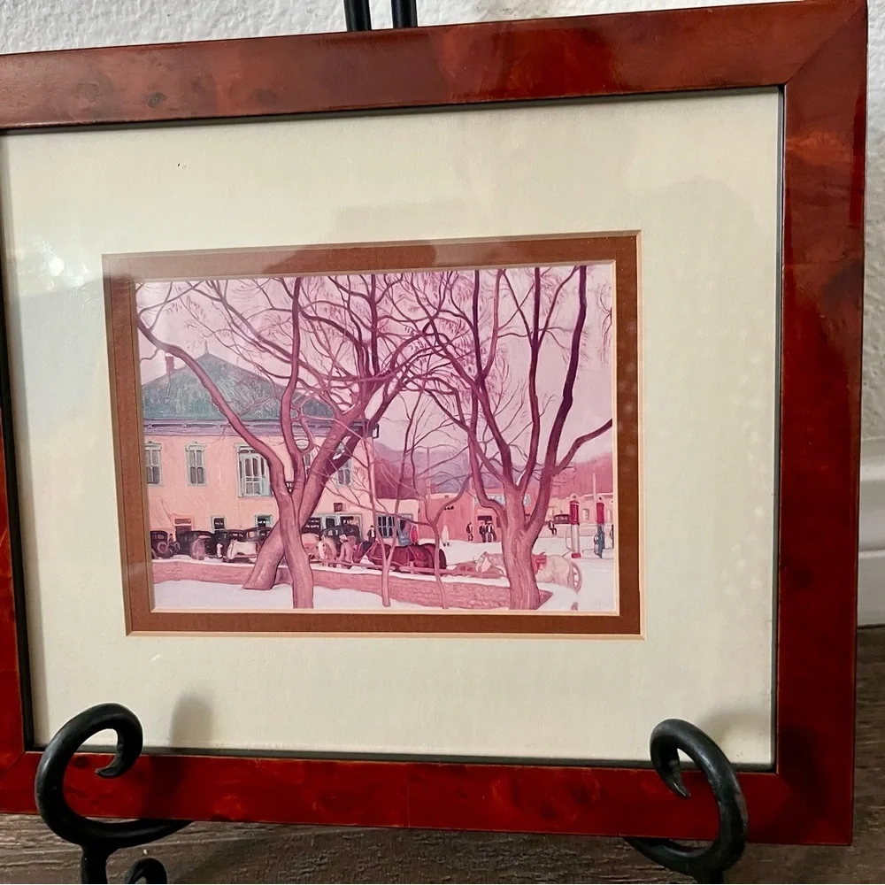 Framed Red Wood Finish Art Print with Ivory Mat